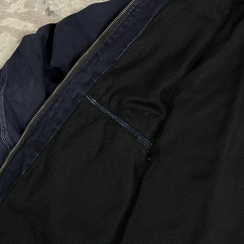 Vintage Carhartt Faded Navy Hooded Thermal Lined Canvas Jacket J25MDT Sz L Tall - Picture 12 of 15